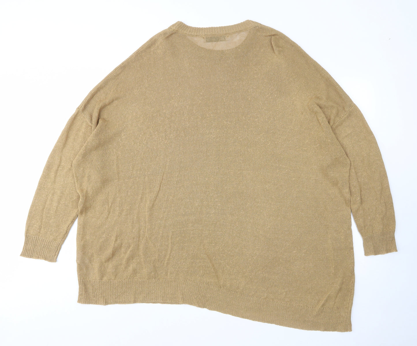 Zara Womens Brown Crew Neck Linen Pullover Jumper Size M - M-L