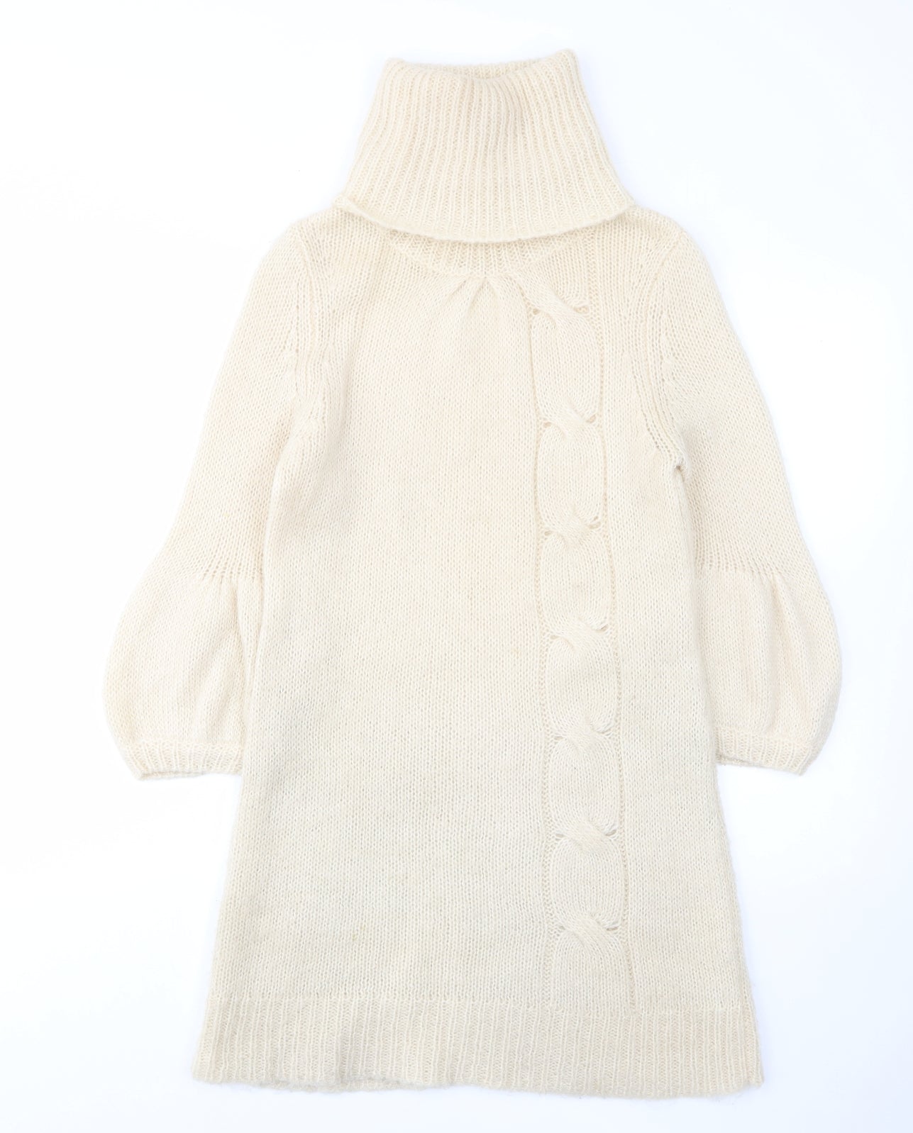 Monki Womens Beige Mohair Jumper Dress Size M Roll Neck