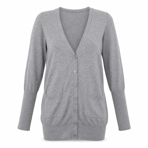 Oasis Womens Grey V-Neck Cotton Cardigan Jumper Size 8 - Pockets
