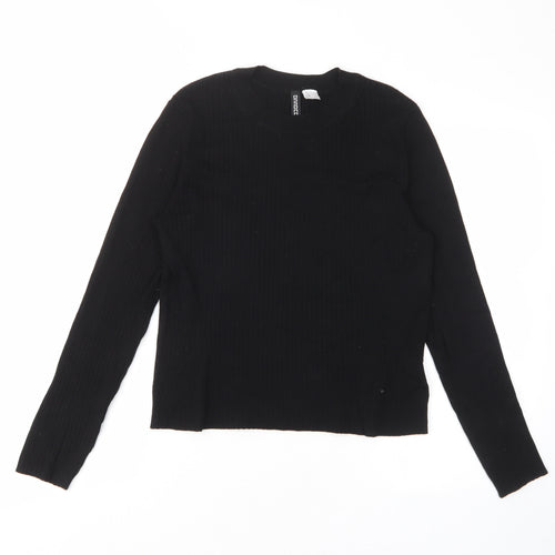 Divided by H&M Womens Black Crew Neck Acrylic Pullover Jumper Size L - Stretch