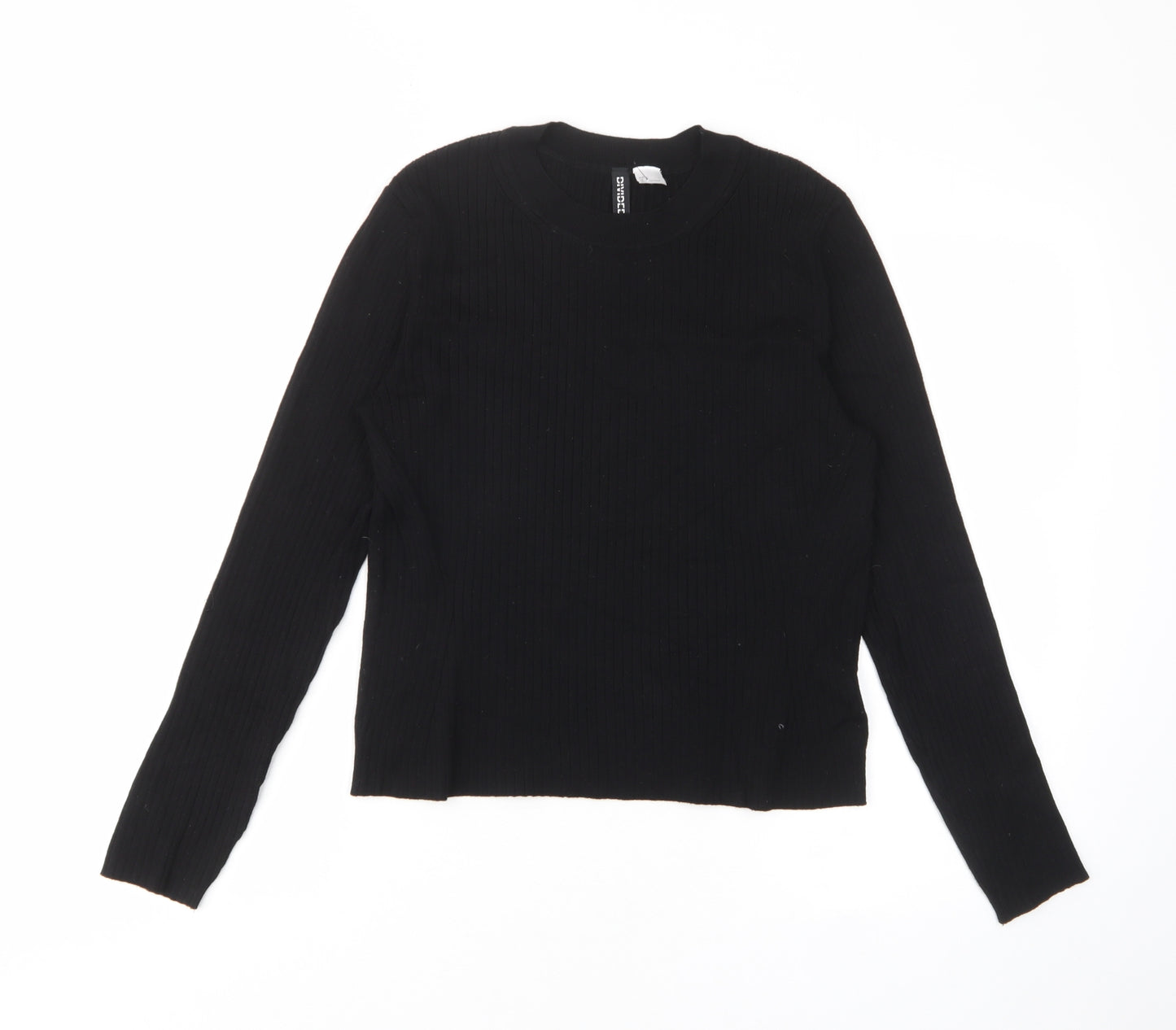 Divided by H&M Womens Black Crew Neck Acrylic Pullover Jumper Size L - Stretch