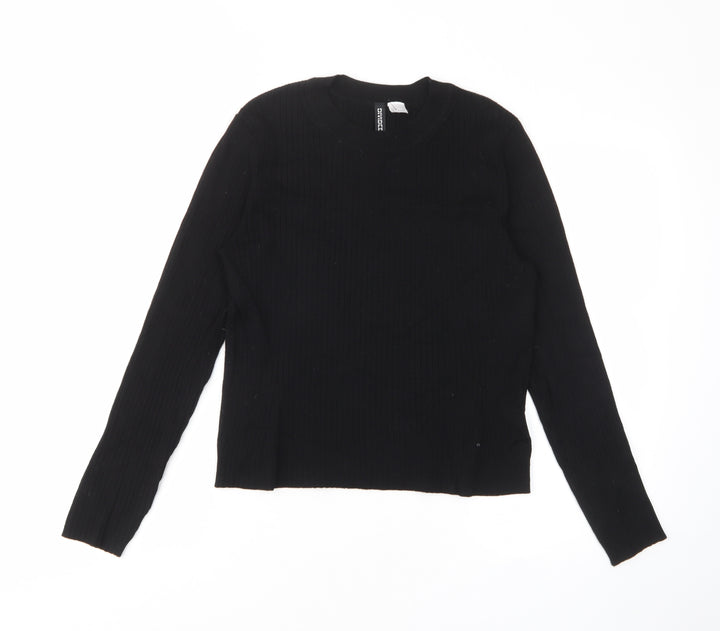 Divided by H&M Womens Black Crew Neck Acrylic Pullover Jumper Size L - Stretch