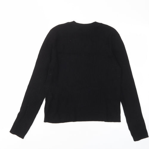 Divided by H&M Womens Black Crew Neck Acrylic Pullover Jumper Size L - Stretch