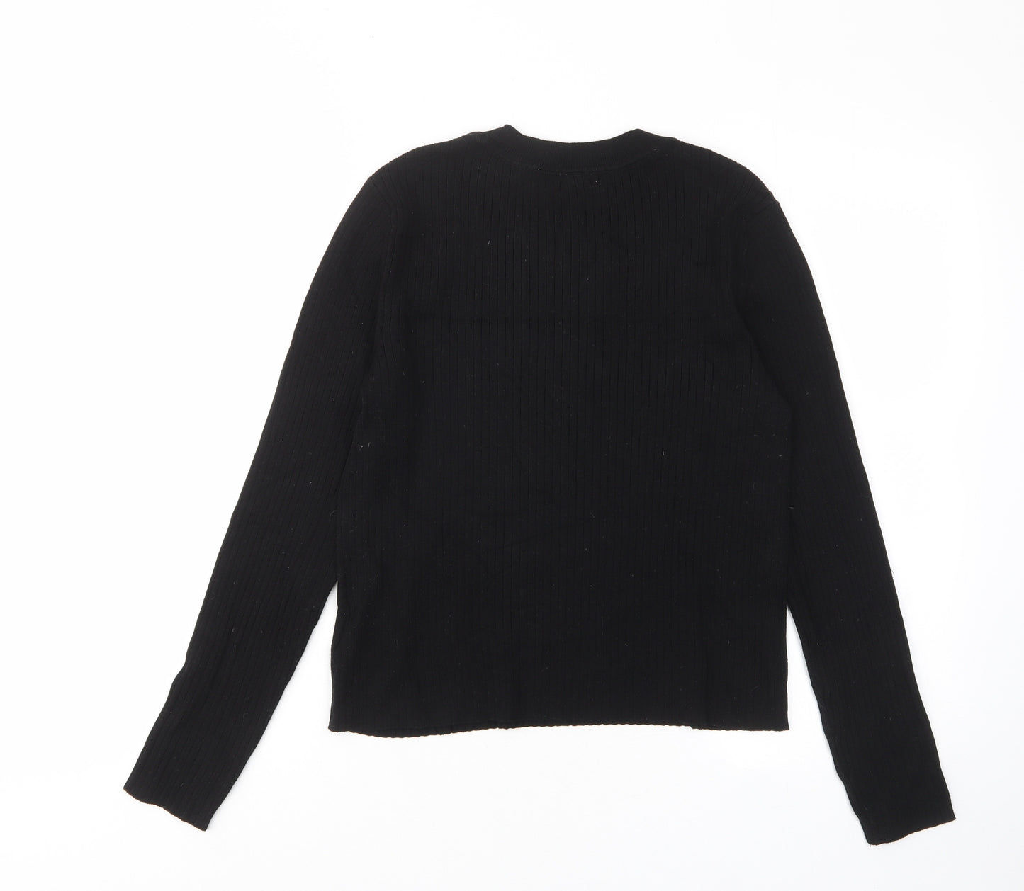 Divided by H&M Womens Black Crew Neck Acrylic Pullover Jumper Size L - Stretch