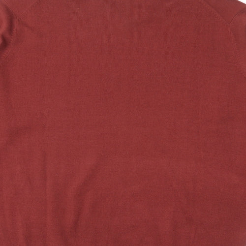 James Pringle Mens Red V-Neck Acrylic Pullover Jumper Size L Long Sleeve