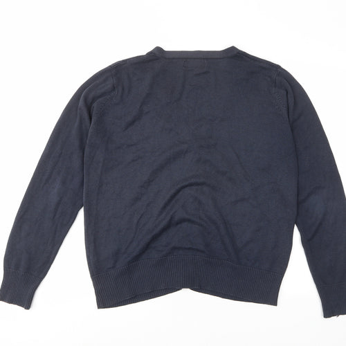 Russell Colletion Mens Blue V-Neck Cotton Cardigan Jumper Size XL Long Sleeve