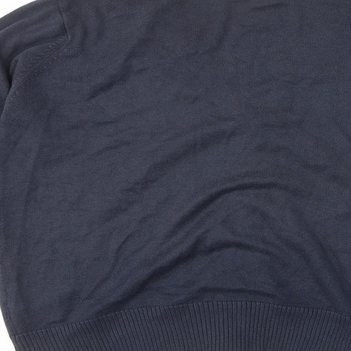 Russell Colletion Mens Blue V-Neck Cotton Cardigan Jumper Size XL Long Sleeve