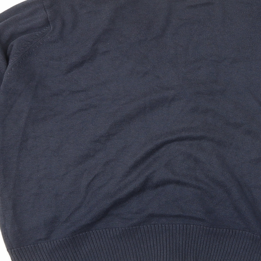 Russell Colletion Mens Blue V-Neck Cotton Cardigan Jumper Size XL Long Sleeve