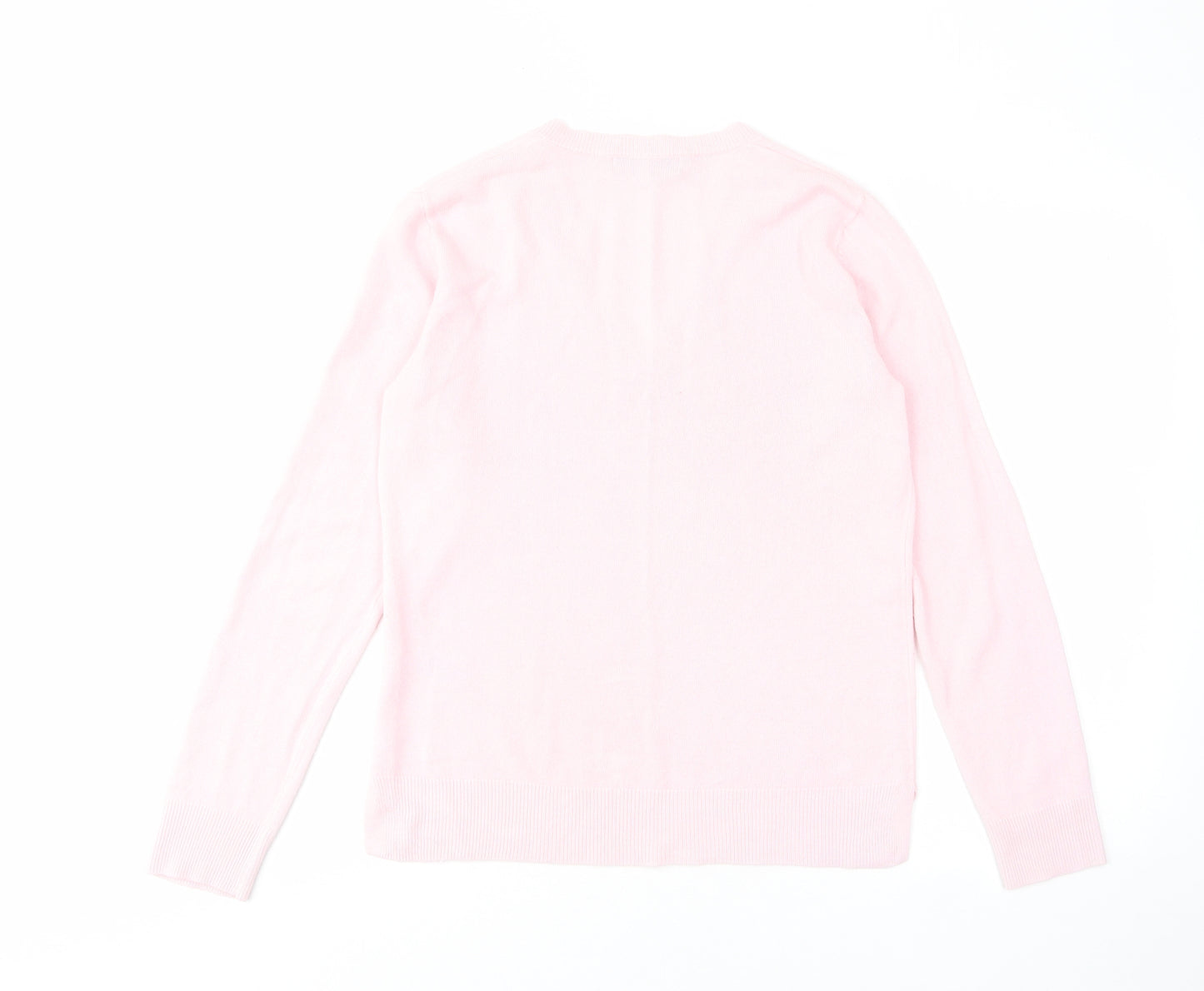 Marks and Spencer Womens Pink V-Neck Acrylic Pullover Jumper Size 8