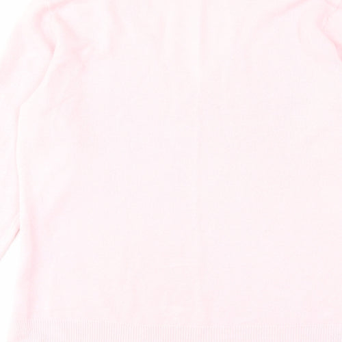 Marks and Spencer Womens Pink V-Neck Acrylic Pullover Jumper Size 8