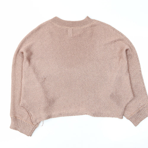 River Island Womens Brown Round Neck Striped Polyester Pullover Jumper Size S