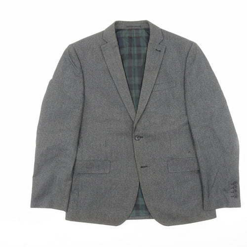 NEXT Mens Grey Geometric Polyester Jacket Suit Jacket Size 40 Regular