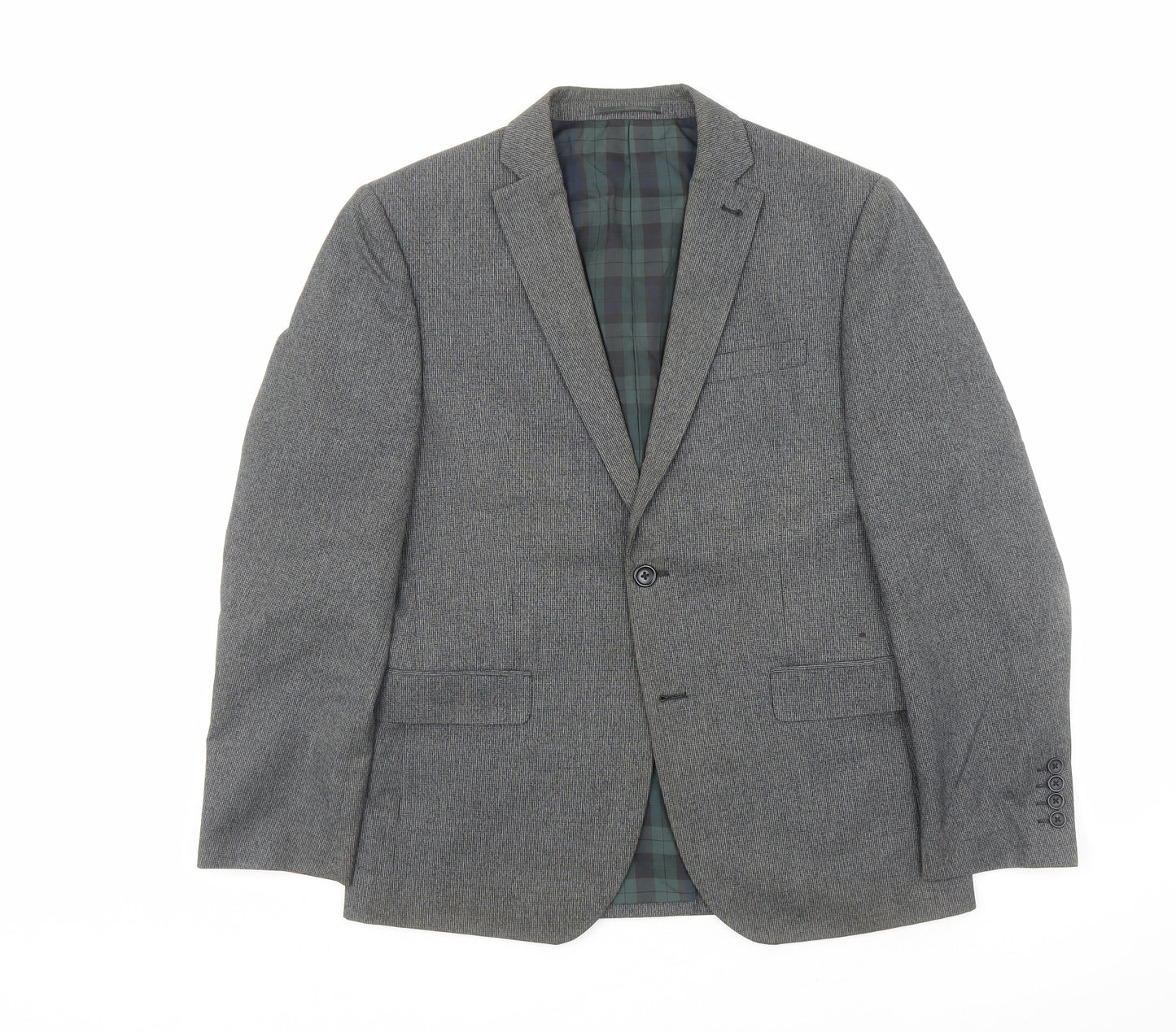 NEXT Mens Grey Geometric Polyester Jacket Suit Jacket Size 40 Regular