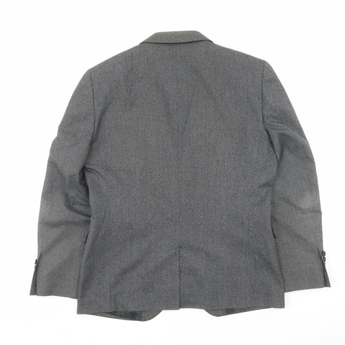 NEXT Mens Grey Geometric Polyester Jacket Suit Jacket Size 40 Regular