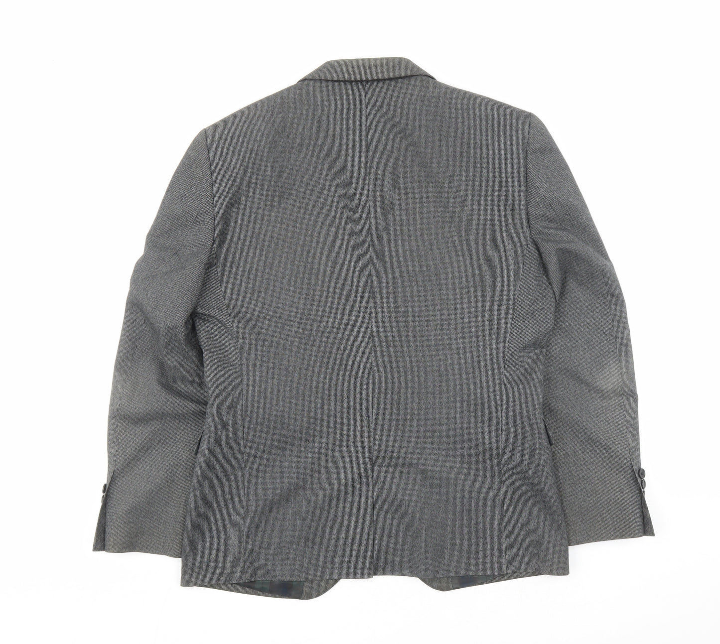NEXT Mens Grey Geometric Polyester Jacket Suit Jacket Size 40 Regular
