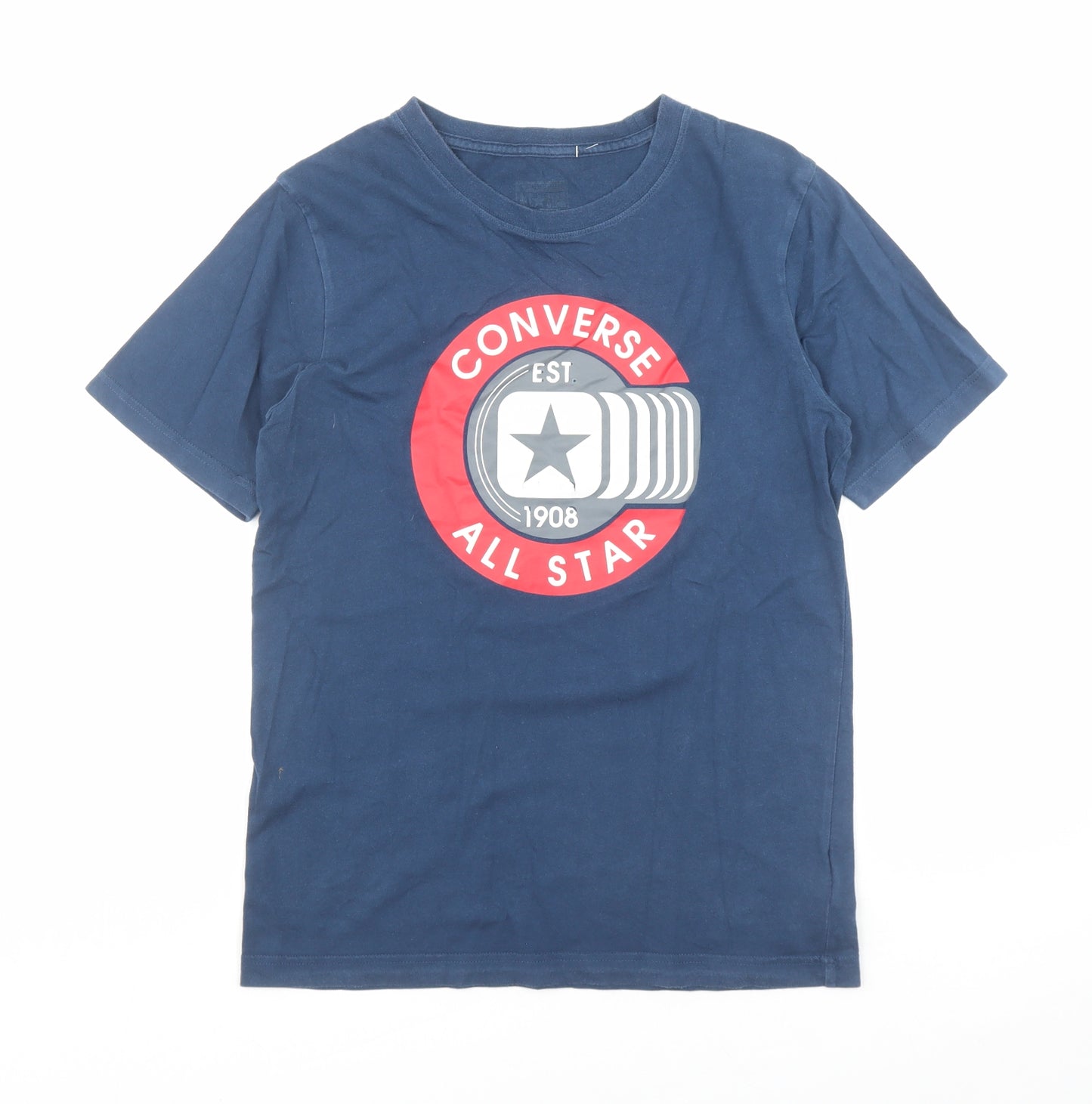 Converse Boys Blue Cotton Pullover T-Shirt Size XL Crew Neck Pullover - Size 13-15 Years