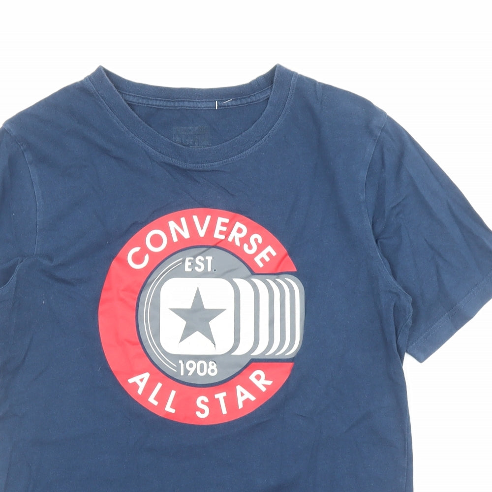 Converse Boys Blue Cotton Pullover T-Shirt Size XL Crew Neck Pullover - Size 13-15 Years