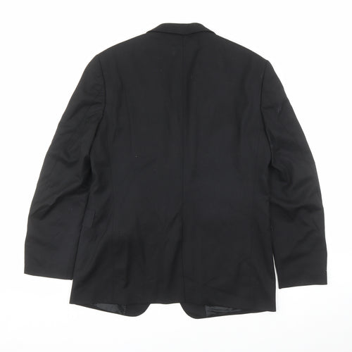 Finucci Mens Black Wool Jacket Suit Jacket Size 42 Regular - Five buttons on sleeve
