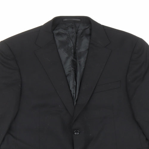 Finucci Mens Black Wool Jacket Suit Jacket Size 42 Regular - Five buttons on sleeve