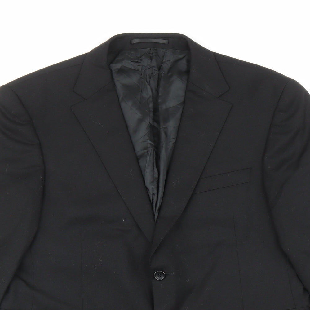 Finucci Mens Black Wool Jacket Suit Jacket Size 42 Regular - Five buttons on sleeve
