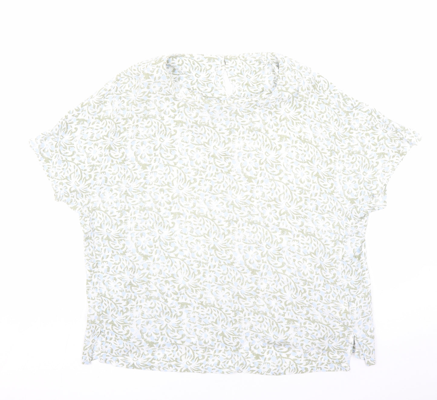 White Stuff Womens Multicoloured Floral Viscose Basic Blouse Size L Round Neck - Estimated size L