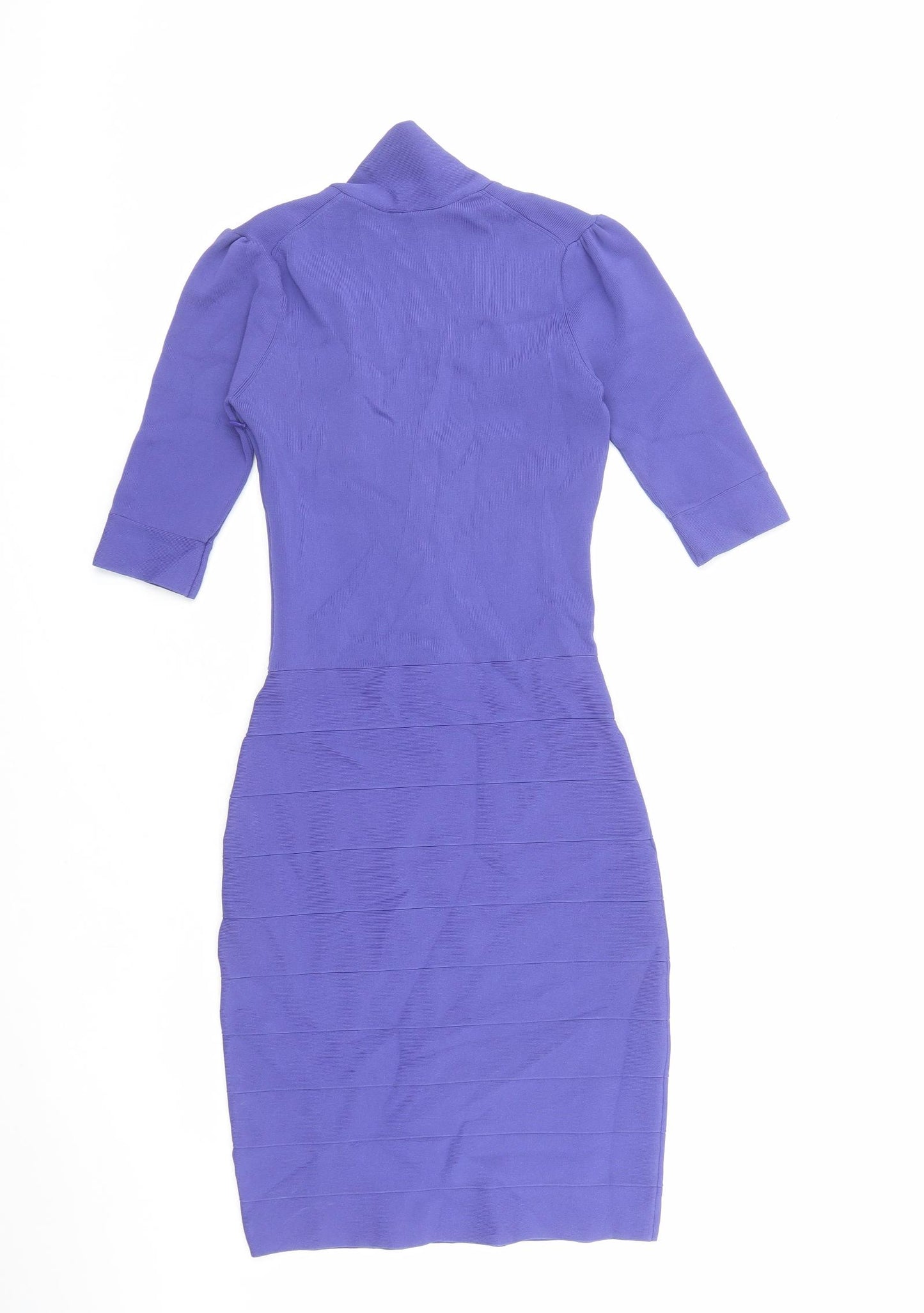 Reiss Womens Purple Viscose Bodycon Size XS V-Neck Zip