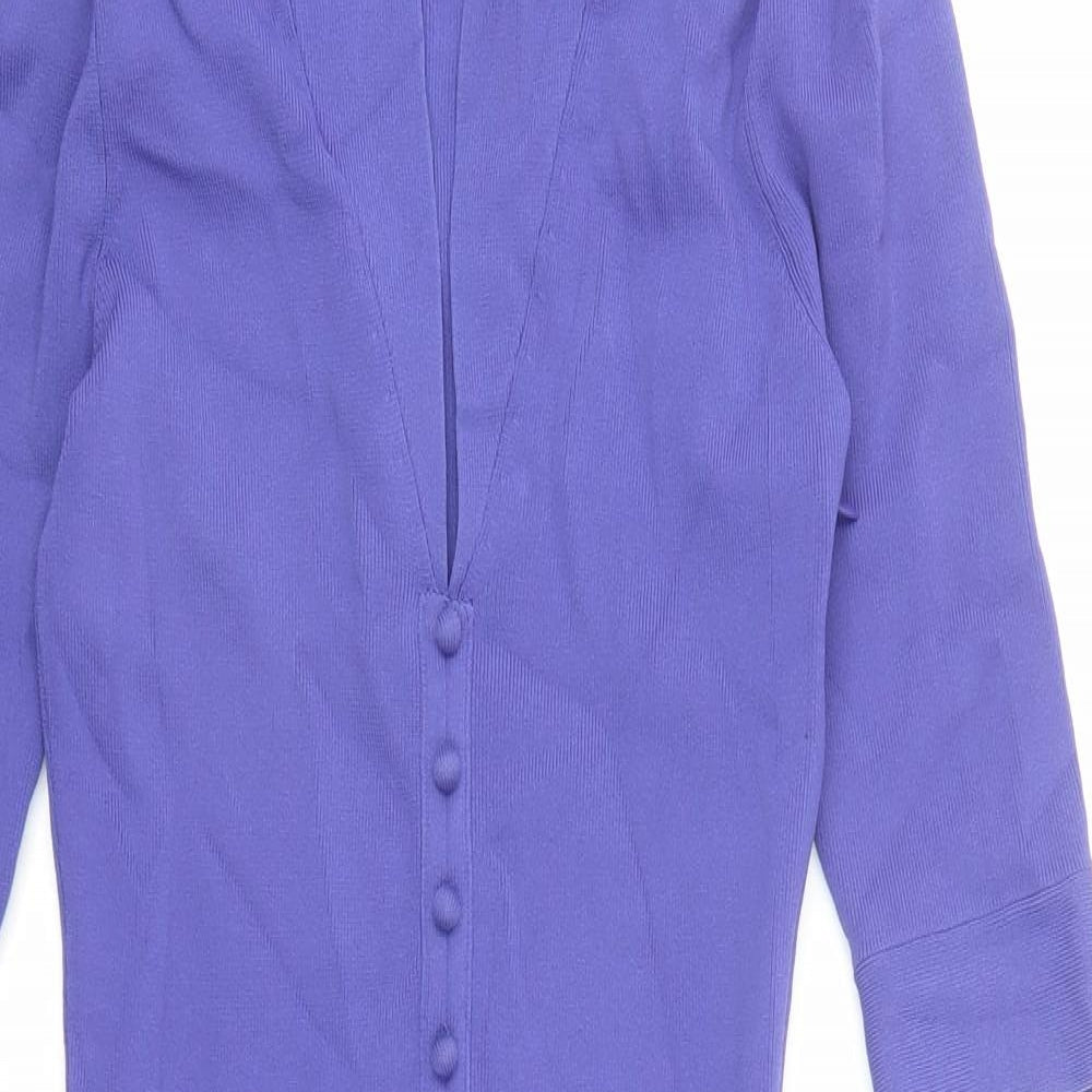 Reiss Womens Purple Viscose Bodycon Size XS V-Neck Zip