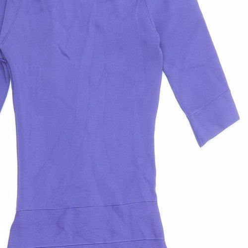 Reiss Womens Purple Viscose Bodycon Size XS V-Neck Zip