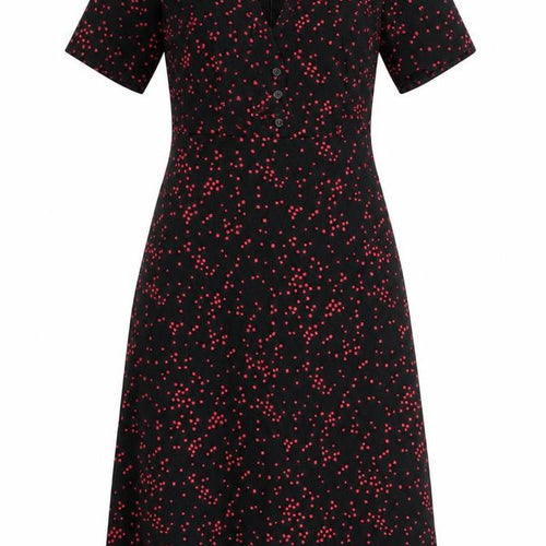 Nasty Gal Womens Black Geometric Polyester A-Line Size 6 V-Neck Zip
