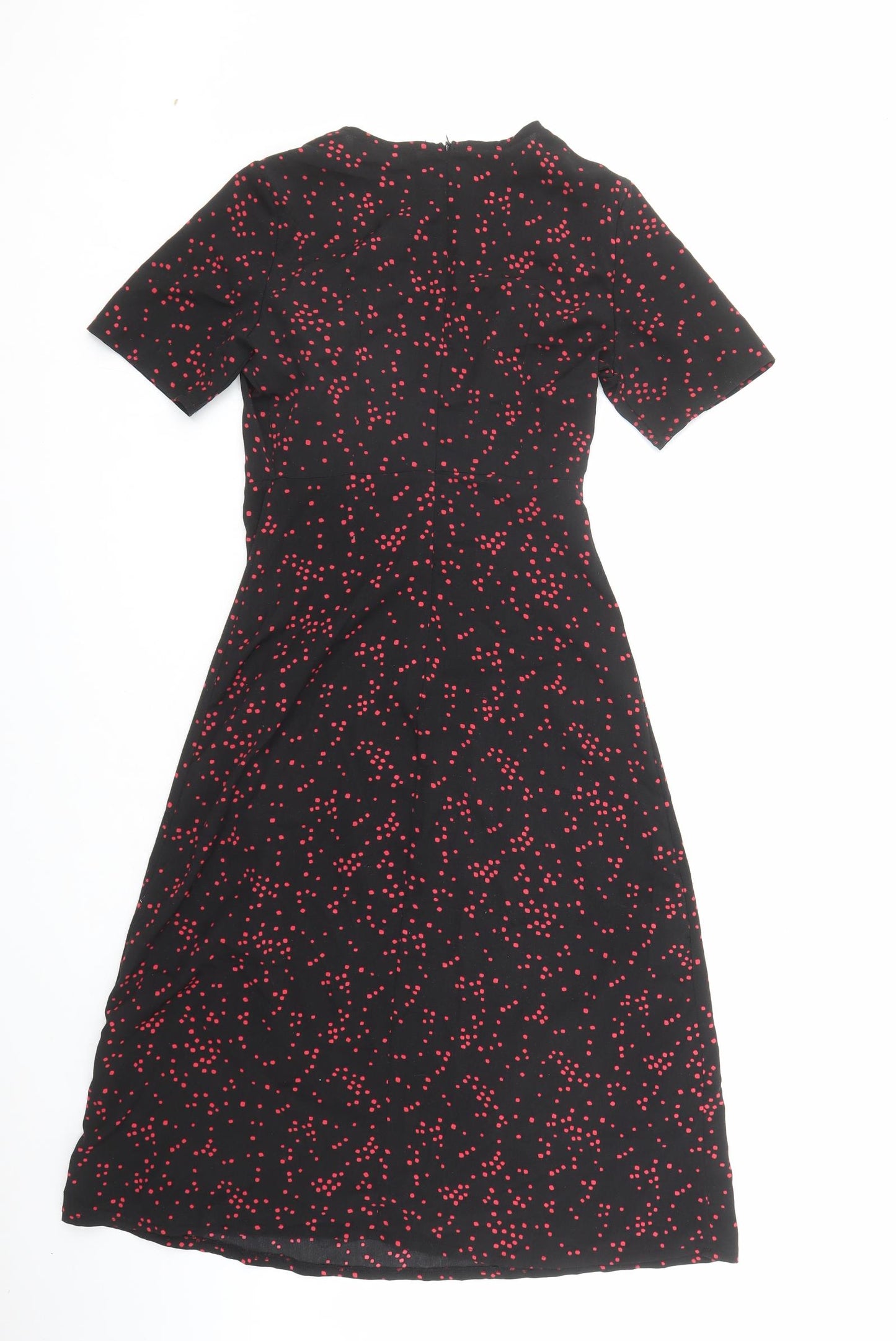 Nasty Gal Womens Black Geometric Polyester A-Line Size 6 V-Neck Zip