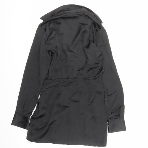Zara Womens Black Polyester A-Line Size S Collared Zip