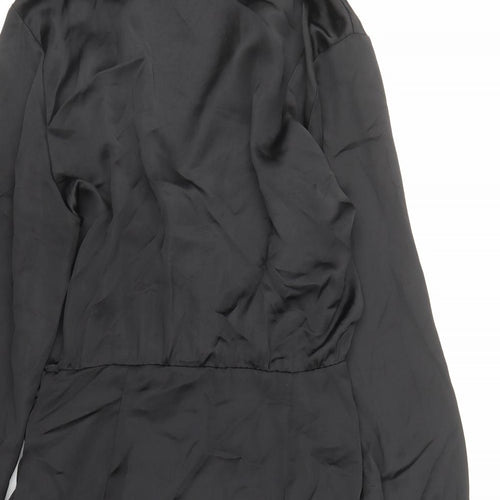 Zara Womens Black Polyester A-Line Size S Collared Zip