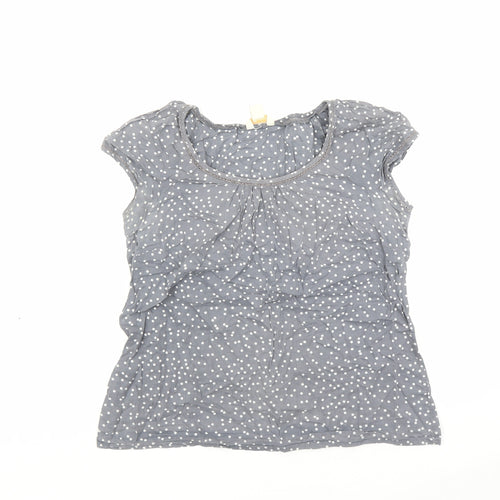 Monsoon Womens Grey Polka Dot Cotton Basic Blouse Size 12 Round Neck