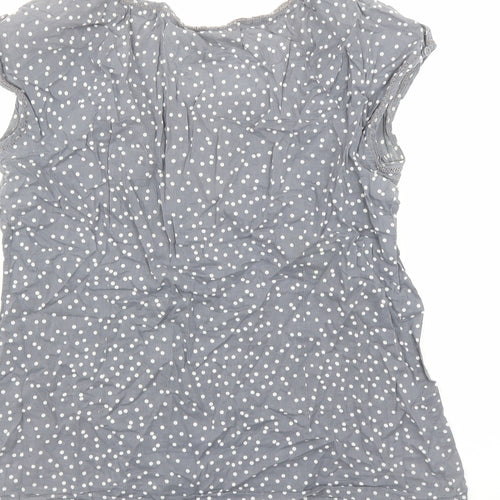 Monsoon Womens Grey Polka Dot Cotton Basic Blouse Size 12 Round Neck