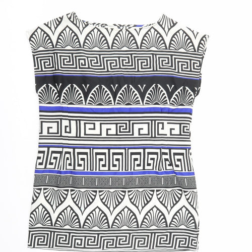 Dorothy Perkins Womens Multicoloured Geometric Polyester Basic Blouse Size 16 Boat Neck
