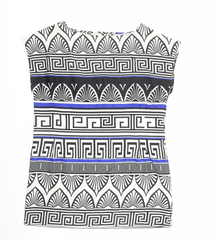 Dorothy Perkins Womens Multicoloured Geometric Polyester Basic Blouse Size 16 Boat Neck