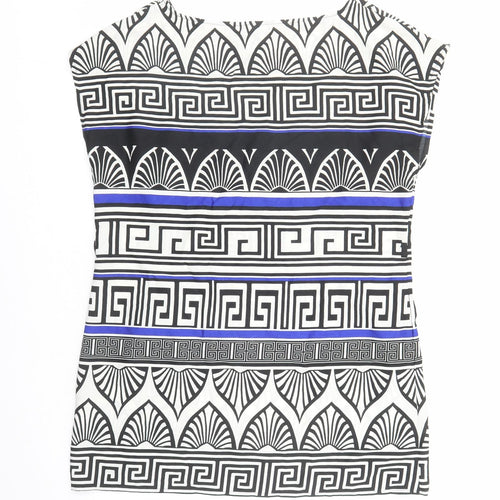 Dorothy Perkins Womens Multicoloured Geometric Polyester Basic Blouse Size 16 Boat Neck