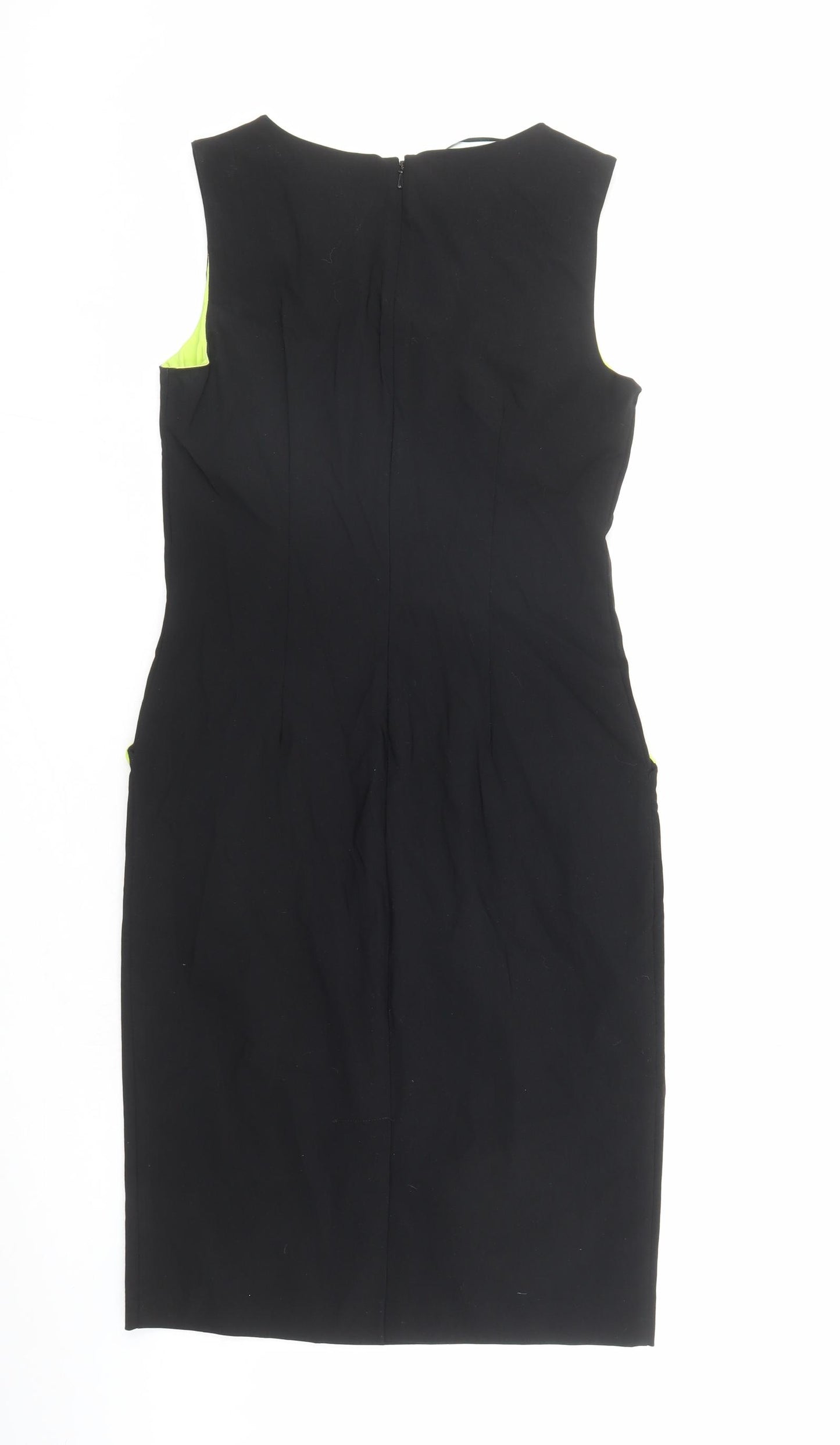Roman Womens Black Viscose Shift Size 12 V-Neck Zip