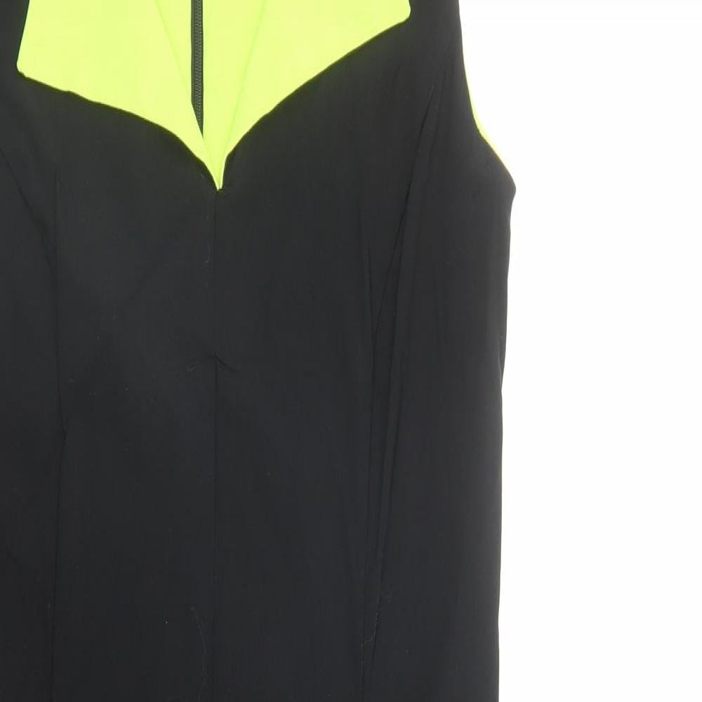 Roman Womens Black Viscose Shift Size 12 V-Neck Zip