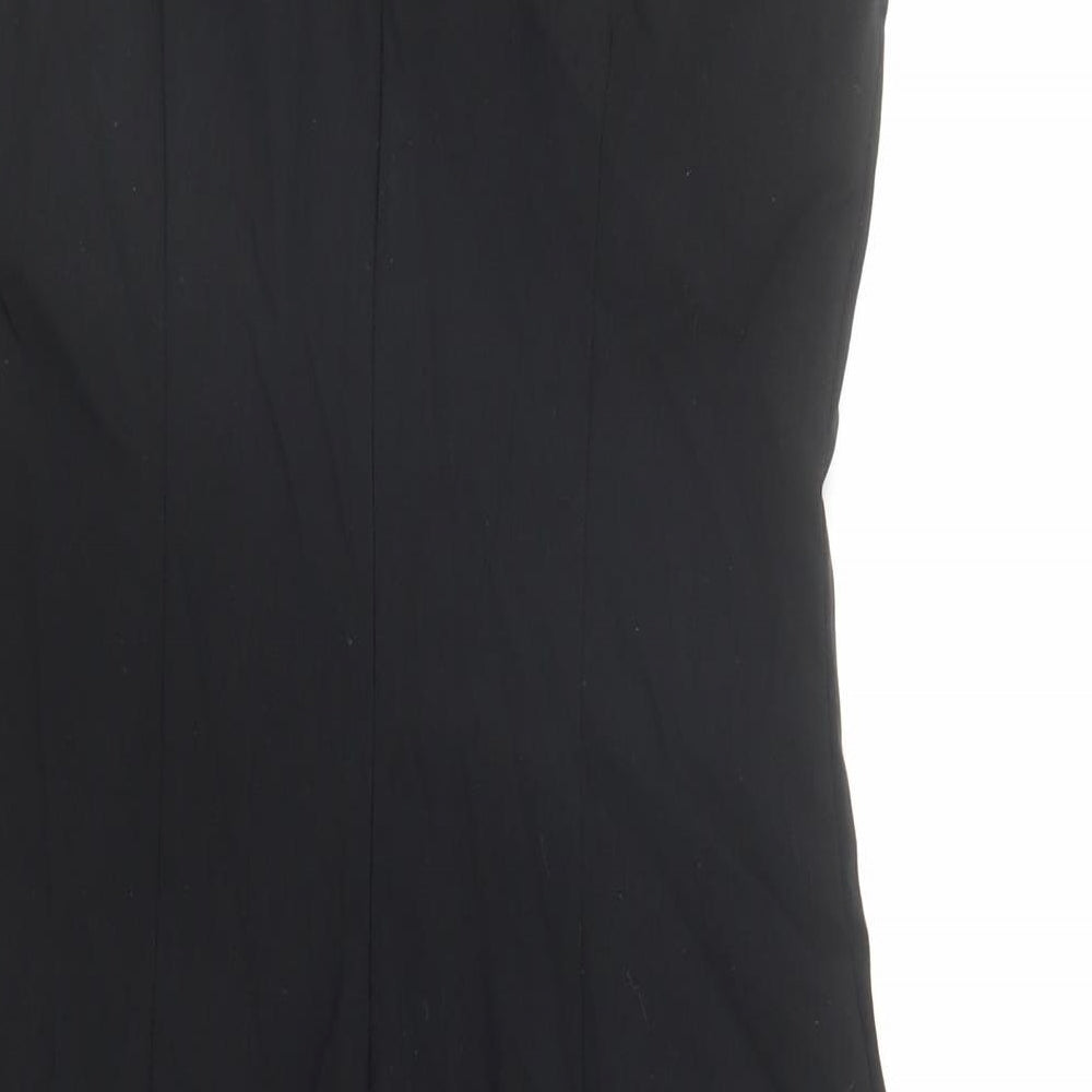 Roman Womens Black Viscose Shift Size 12 V-Neck Zip