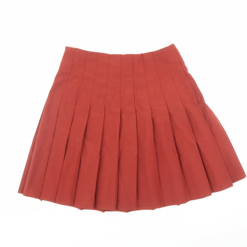 Ego Womens Brown Polyester Pleated Skirt Size 16 Button - Vintage