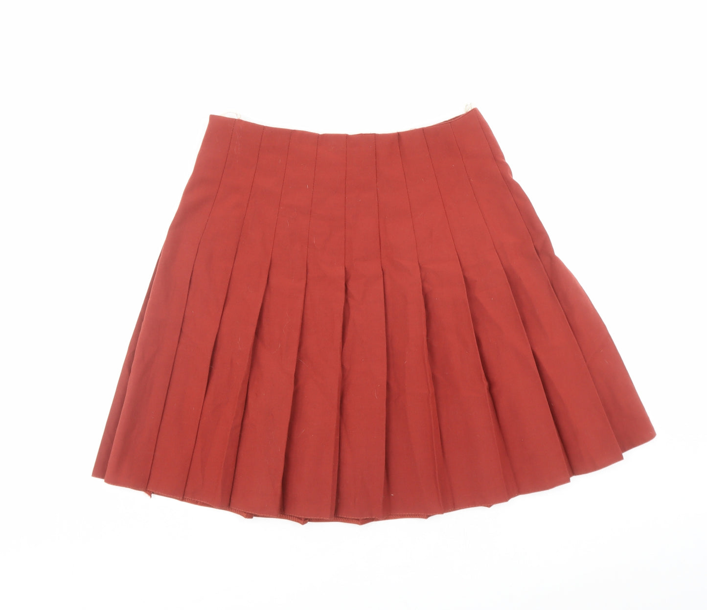 Ego Womens Brown Polyester Pleated Skirt Size 16 Button - Vintage