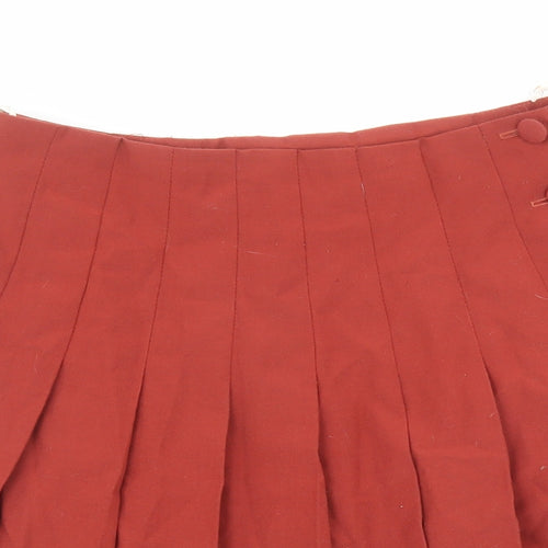Ego Womens Brown Polyester Pleated Skirt Size 16 Button - Vintage