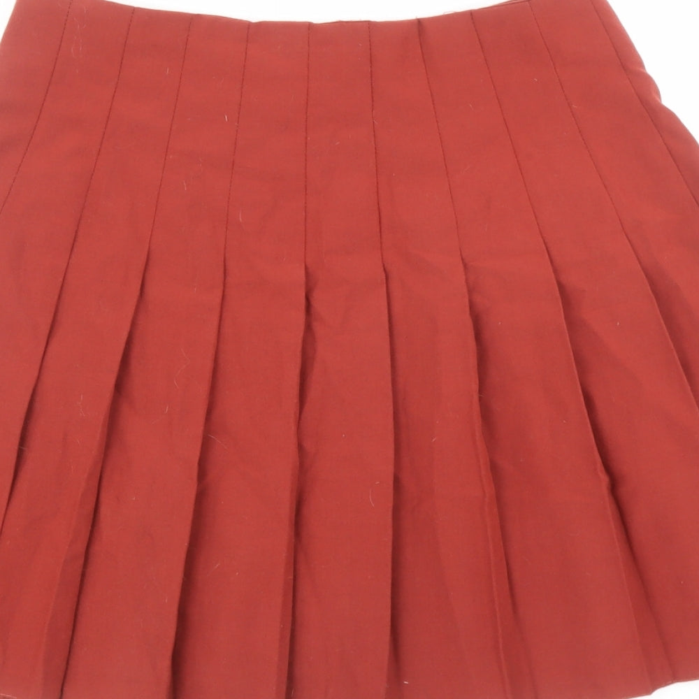 Ego Womens Brown Polyester Pleated Skirt Size 16 Button - Vintage