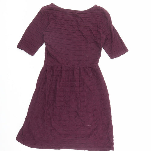 Dorothy Perkins Womens Purple Cotton Fit & Flare Size 12 Round Neck Pullover