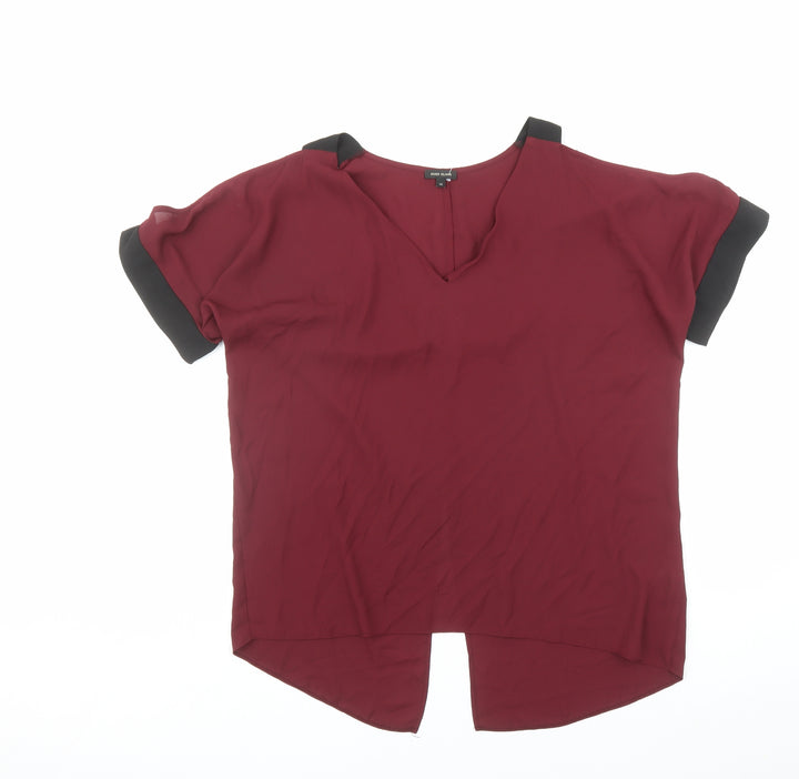 River Island Womens Red Polyester Basic Blouse Size 14 V-Neck - Cold Shoulder