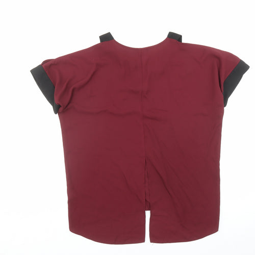 River Island Womens Red Polyester Basic Blouse Size 14 V-Neck - Cold Shoulder