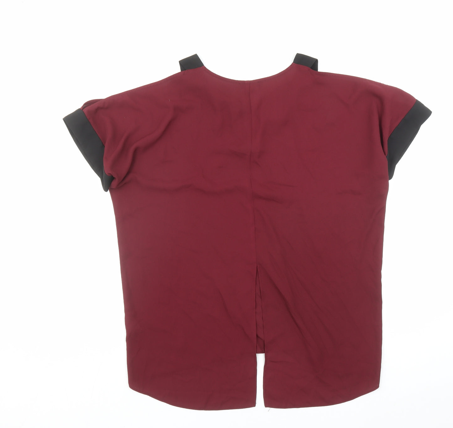 River Island Womens Red Polyester Basic Blouse Size 14 V-Neck - Cold Shoulder