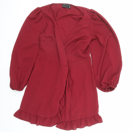 ASOS Womens Red Polyester Kimono Blouse Size 12 Collared