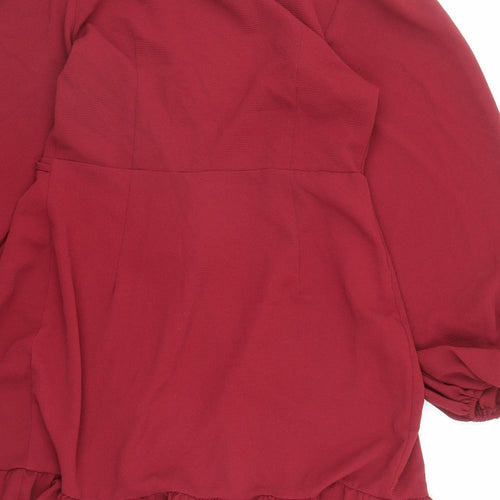 ASOS Womens Red Polyester Kimono Blouse Size 12 Collared